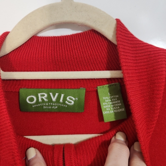 Men's Orvis Red Half-Zip Sweater, Size Large - Picture 2 of 5
